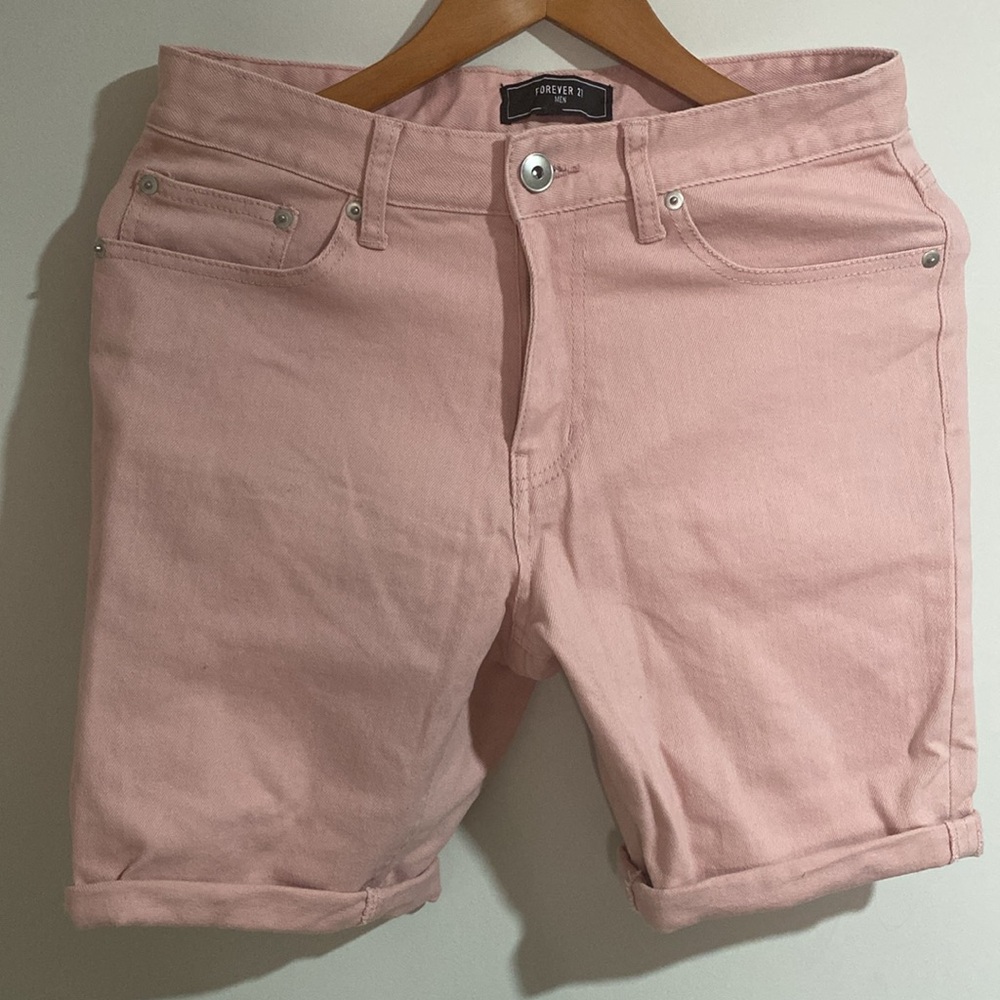 Forever 21 Pink Jean Shorts Fashion-Forward Washed Denim